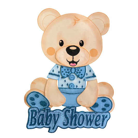 Oso mediano baby shower azul