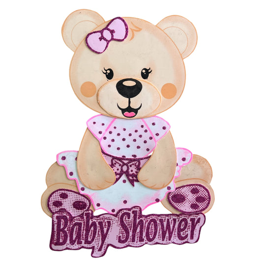Oso mediano baby shower rosa